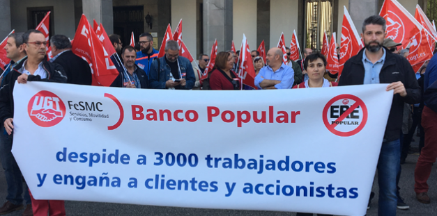 Los trabajadores del Grupo Banco Popular se concentrarán en Oviedo en protesta por un ERE que prevé una brutal destrucción de empleo